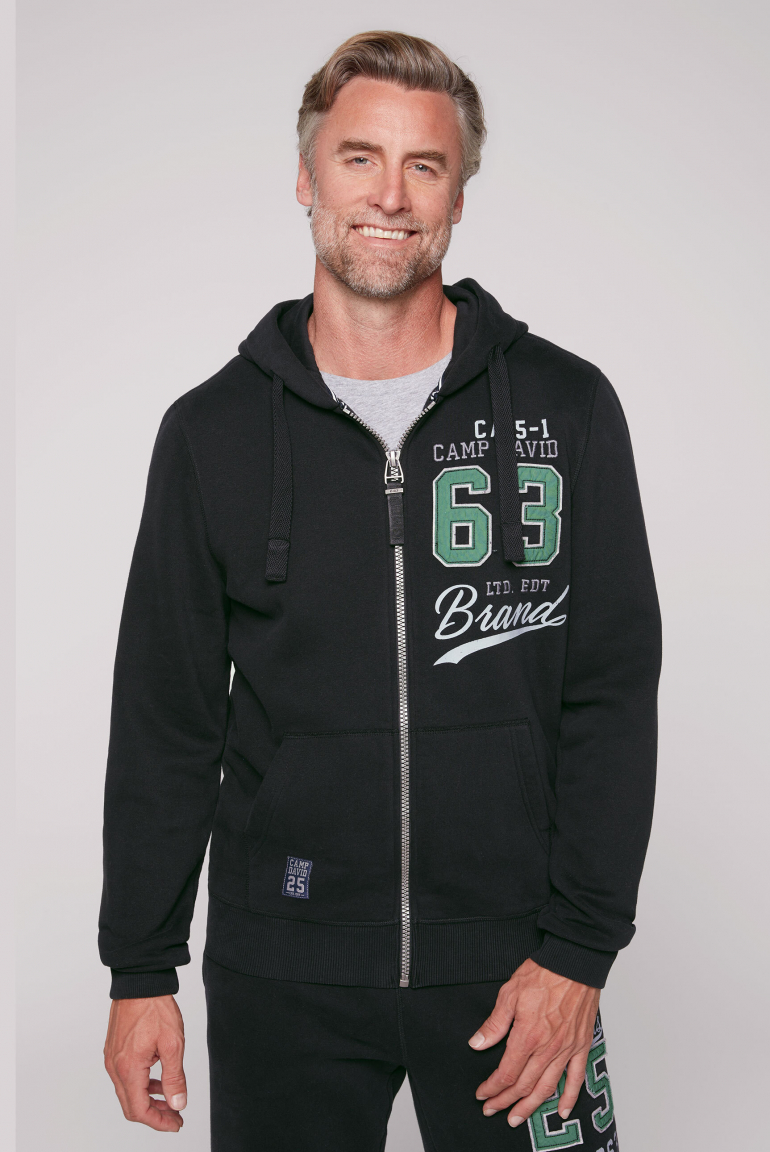 Kapuzensweatjacke mit Retro-Artwork black