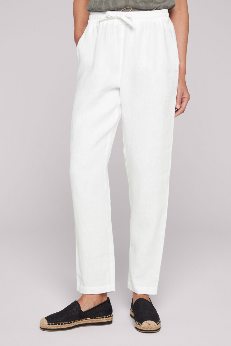 Klassische Leinenhose mit Elastikbund opticwhite