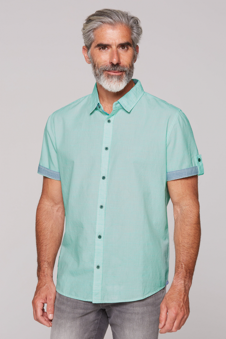 Kurzarmhemd mit Webstreifen sea mint