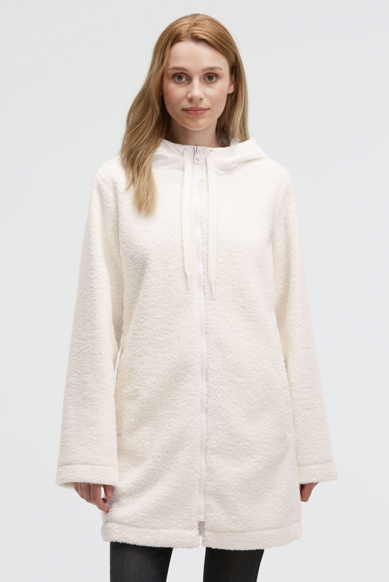 Kurzmantel mit Bouclé-Optik und Kapuze