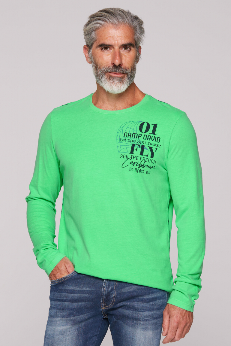 Langarmshirt mit Rücken-Print electric green