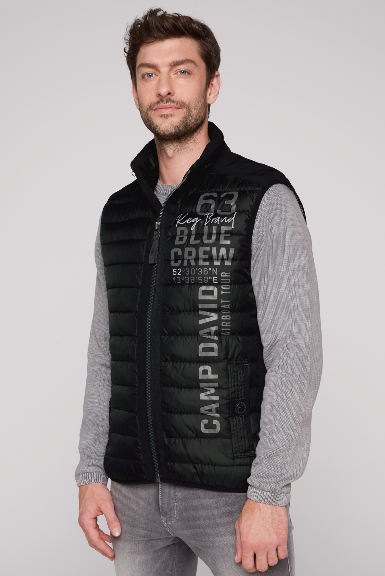 Leichte Steppweste mit Softshell-Details black