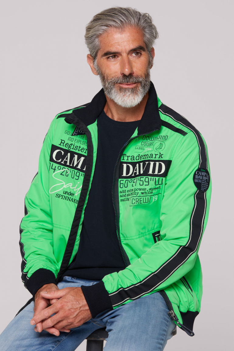 Leichter Blouson mit Tapes und Artworks electric green