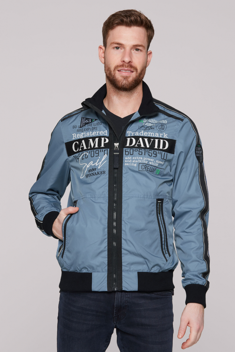 Leichter Blouson mit Tapes und Artworks smokey sky