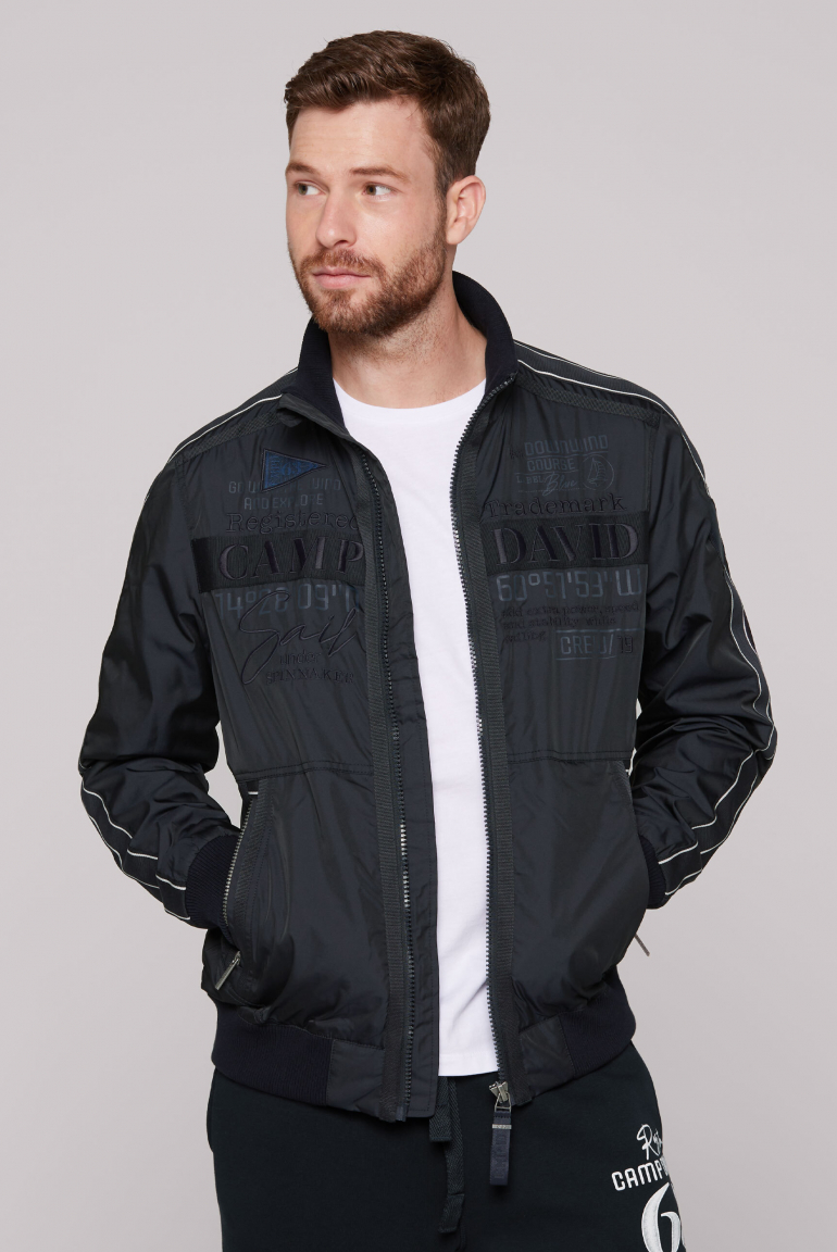 Leichter Blouson mit Tapes und Artworks navy