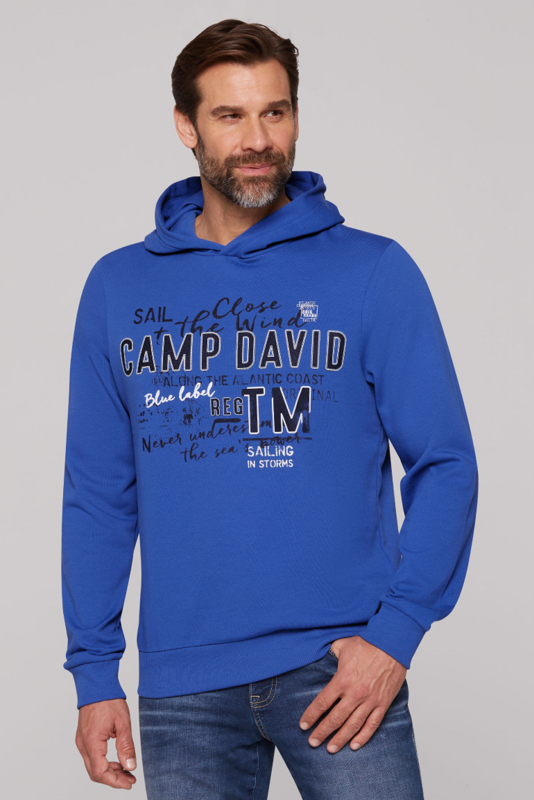 Leichter Hoodie mit Label Print signal blue