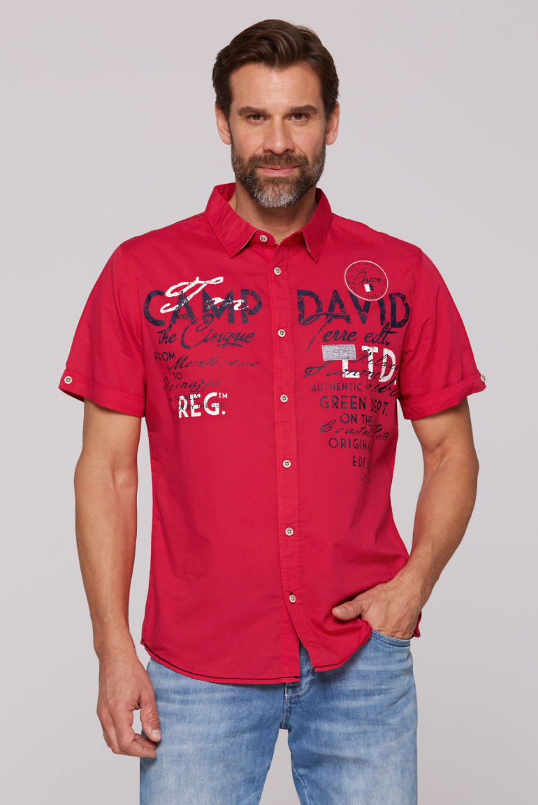 Leichtes Kurzarmhemd mit Logo Prints nautical red