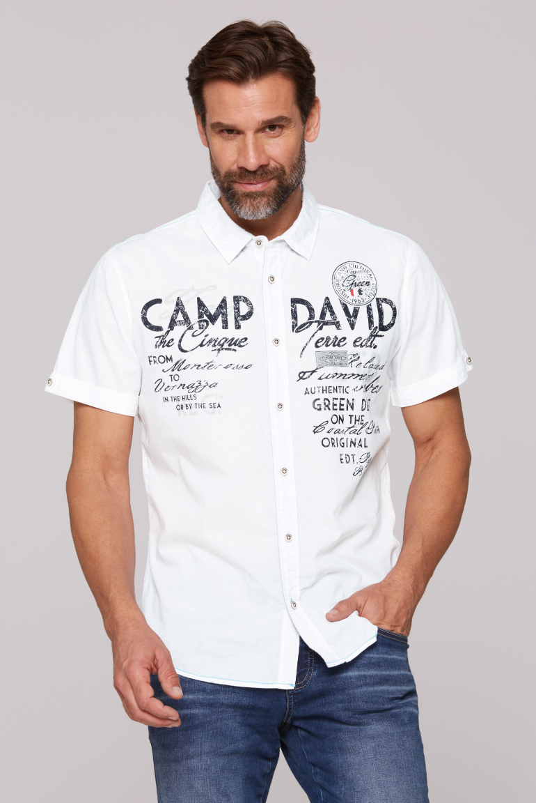 Leichtes Kurzarmhemd mit Logo Prints opticwhite