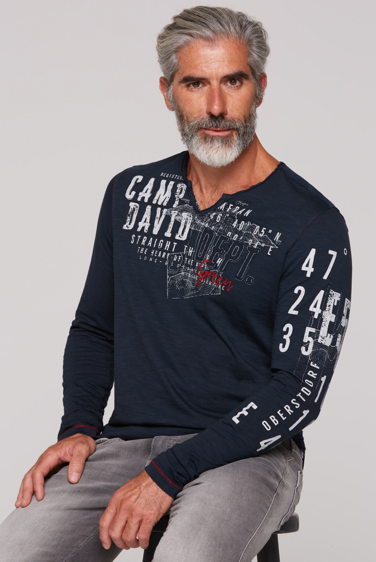 Longsleeve im Used Look mit Artworks deep water