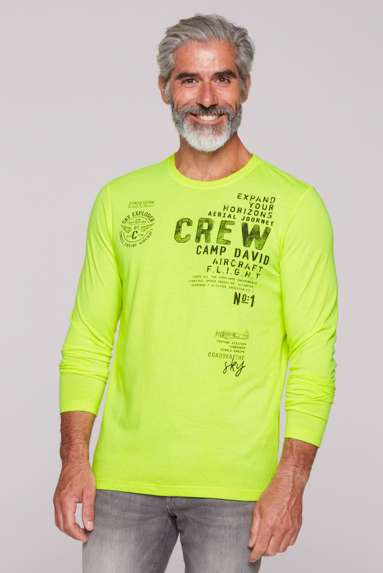 Longsleeve mit Aircraft Print neon lime
