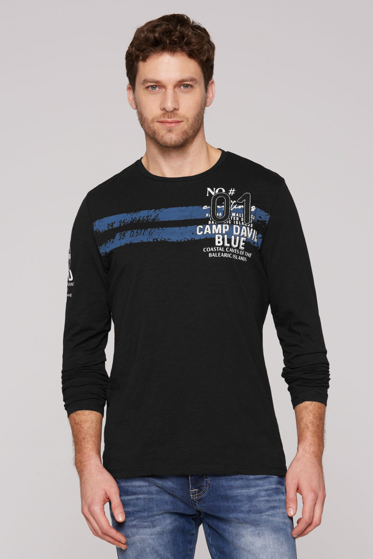 Longsleeve mit Label-Applikationen black