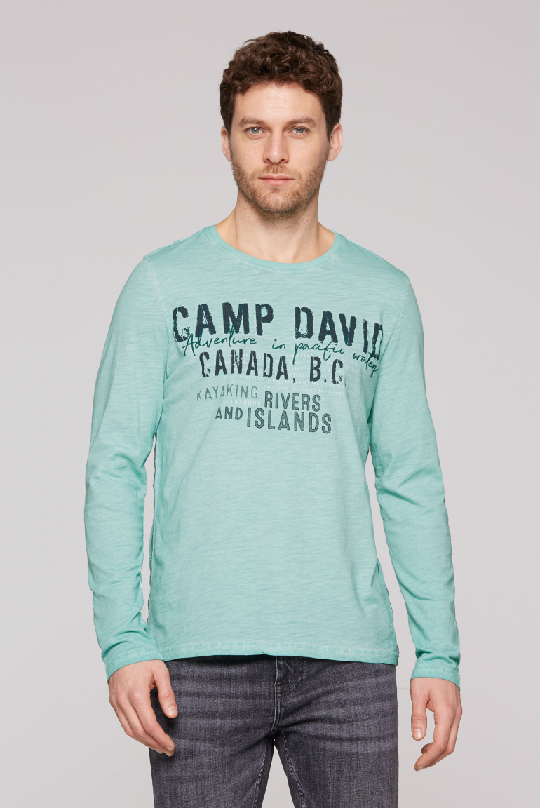 Longsleeve Oil Dyed mit Artwork cool jade