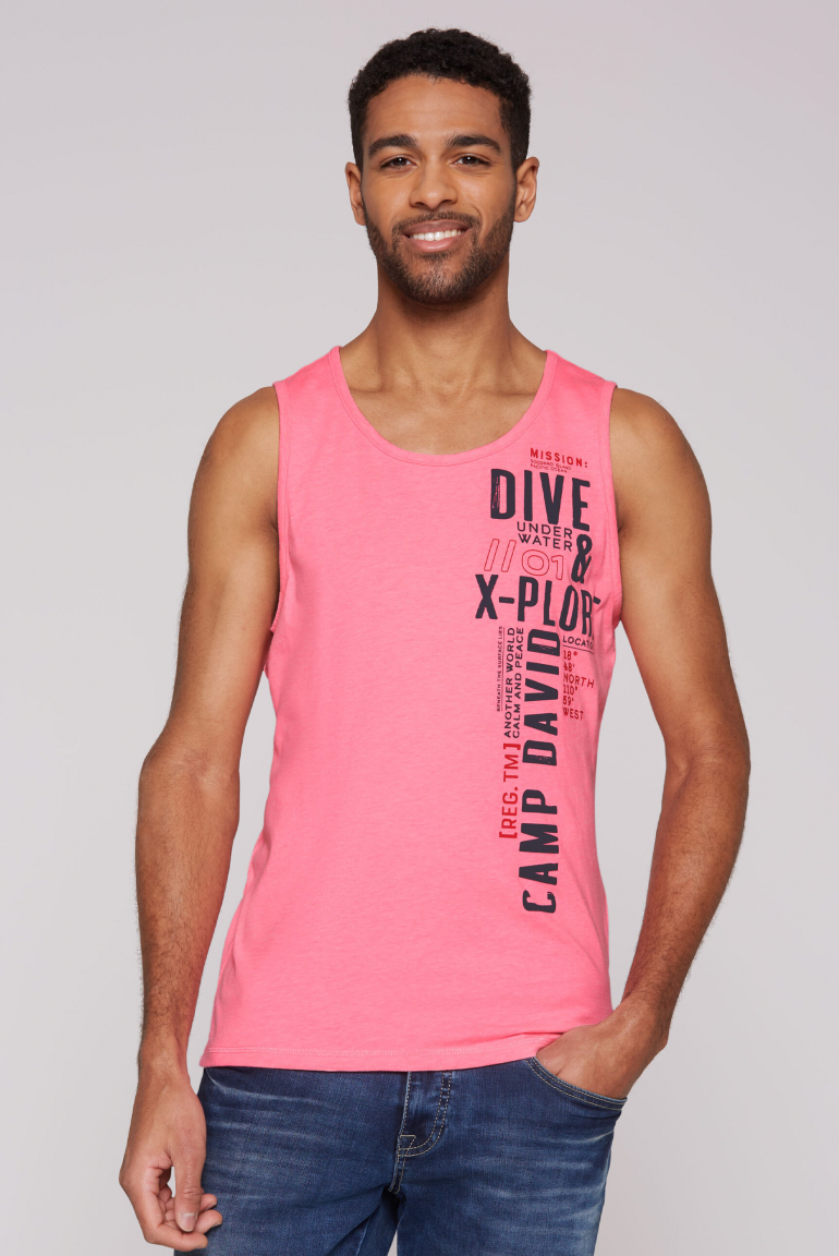 Muskelshirt mit Label Print neon pink
