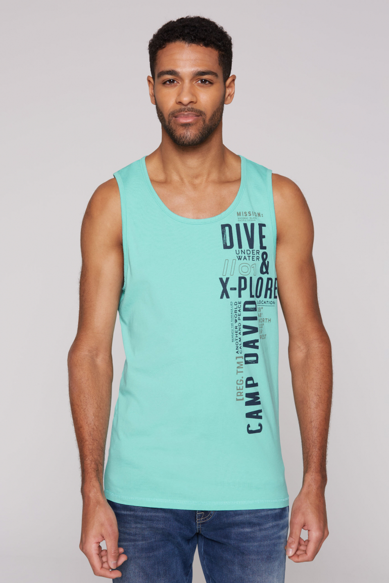 Muskelshirt mit Label Print flash aqua