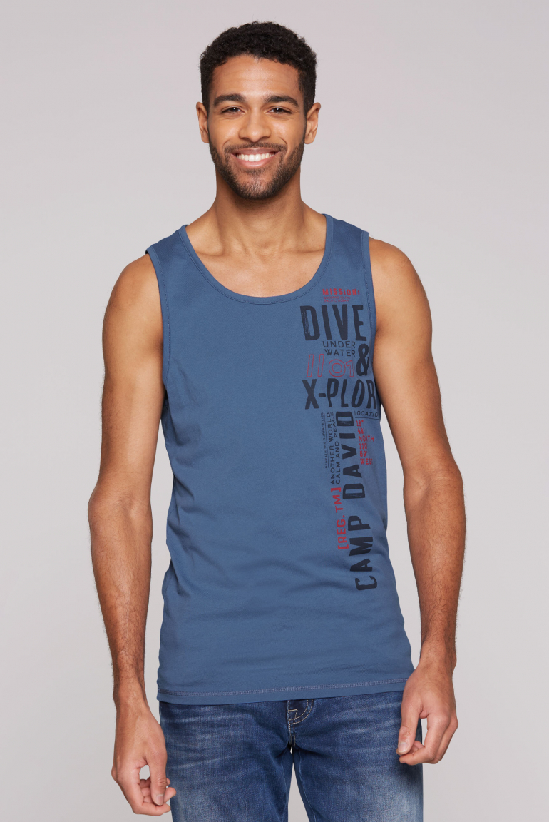 Muskelshirt mit Label Print wave blue