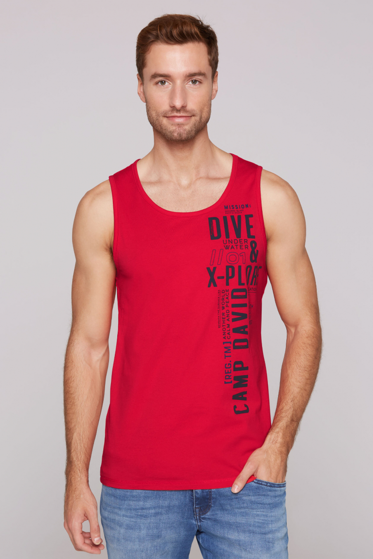 Muskelshirt mit Label Print speed red