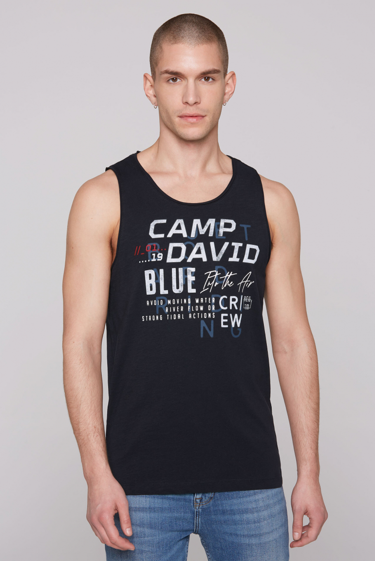 Muskelshirt mit Print und Rubber-Details navy