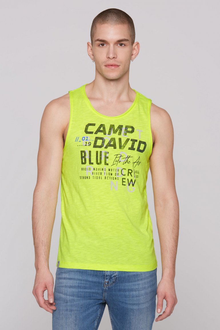 Muskelshirt mit Print und Rubber-Details electric yellow
