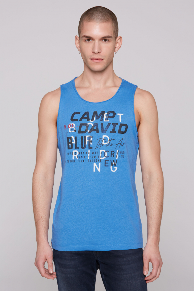 Muskelshirt mit Print und Rubber-Details pacific blue