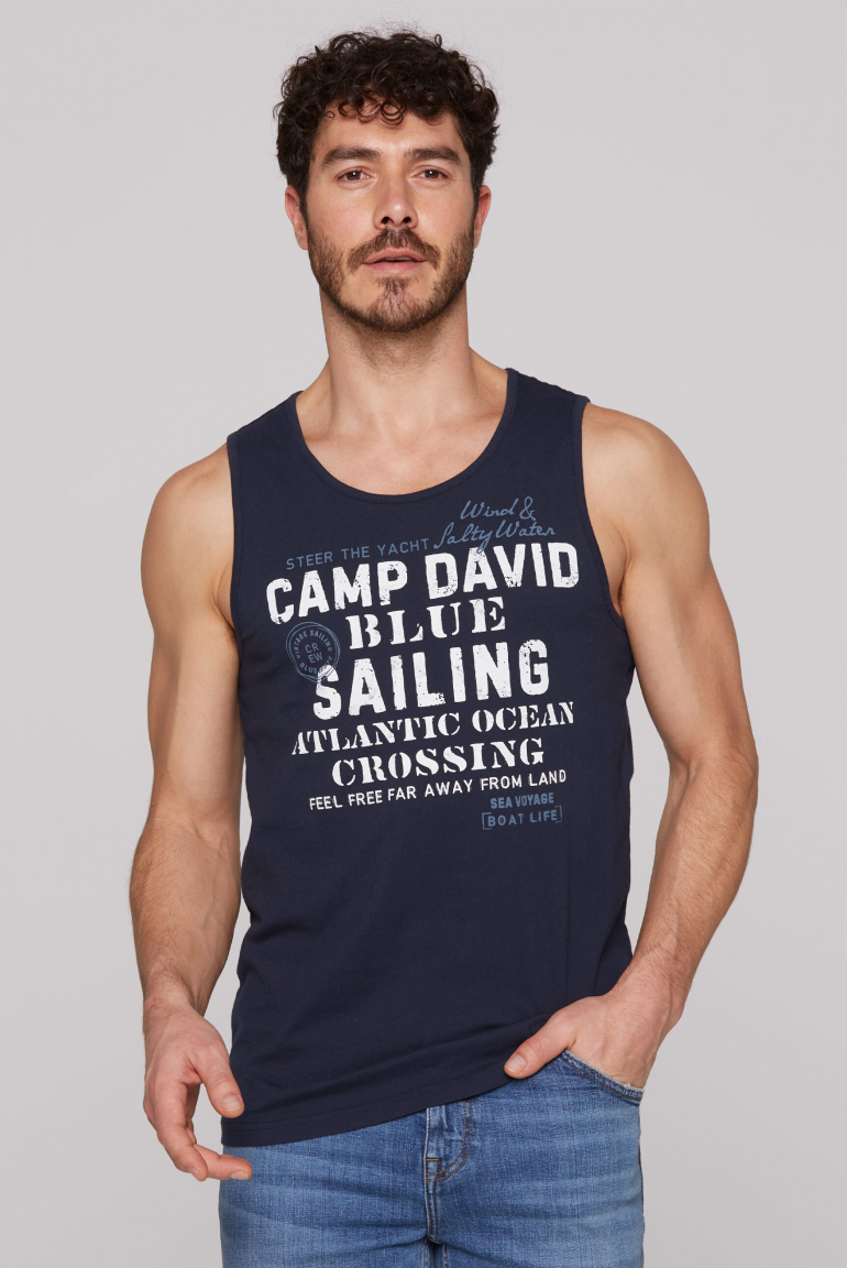 Muskelshirt mit Sailing Print blue navy