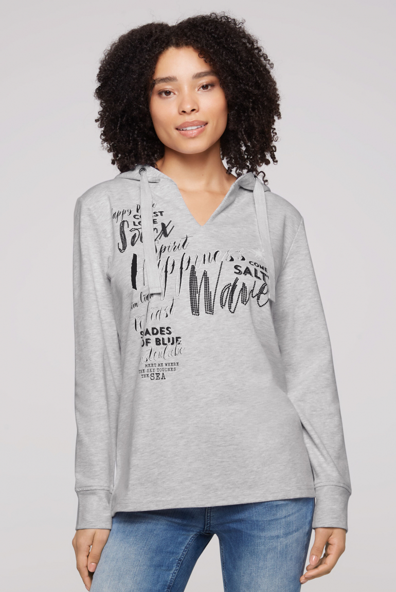 Oversized Hoodie mit Puff-Print-Artwork light grey melange