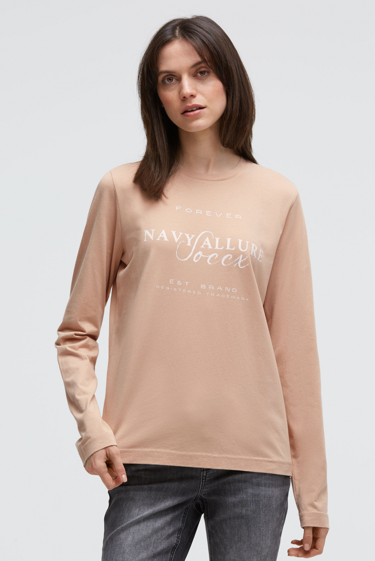 Oversized Longsleeve mit Label Print golden sand