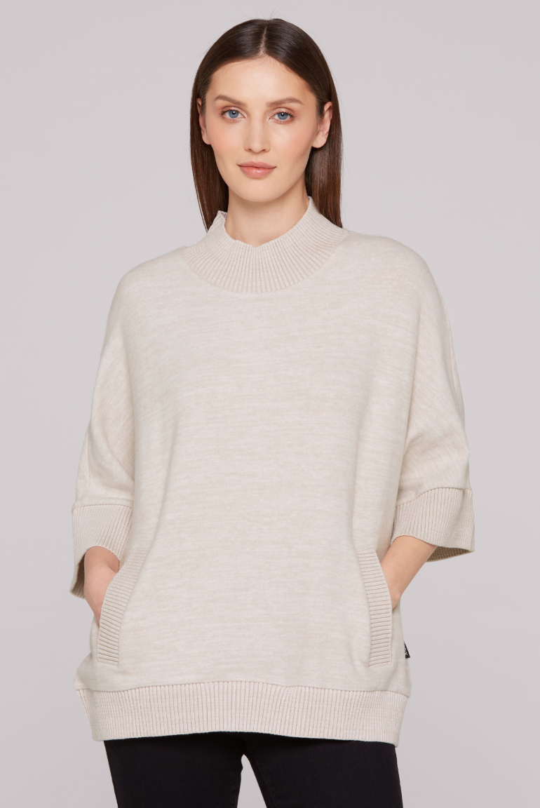 Oversized Pullover mit Stehkragen und Taschen chai tea