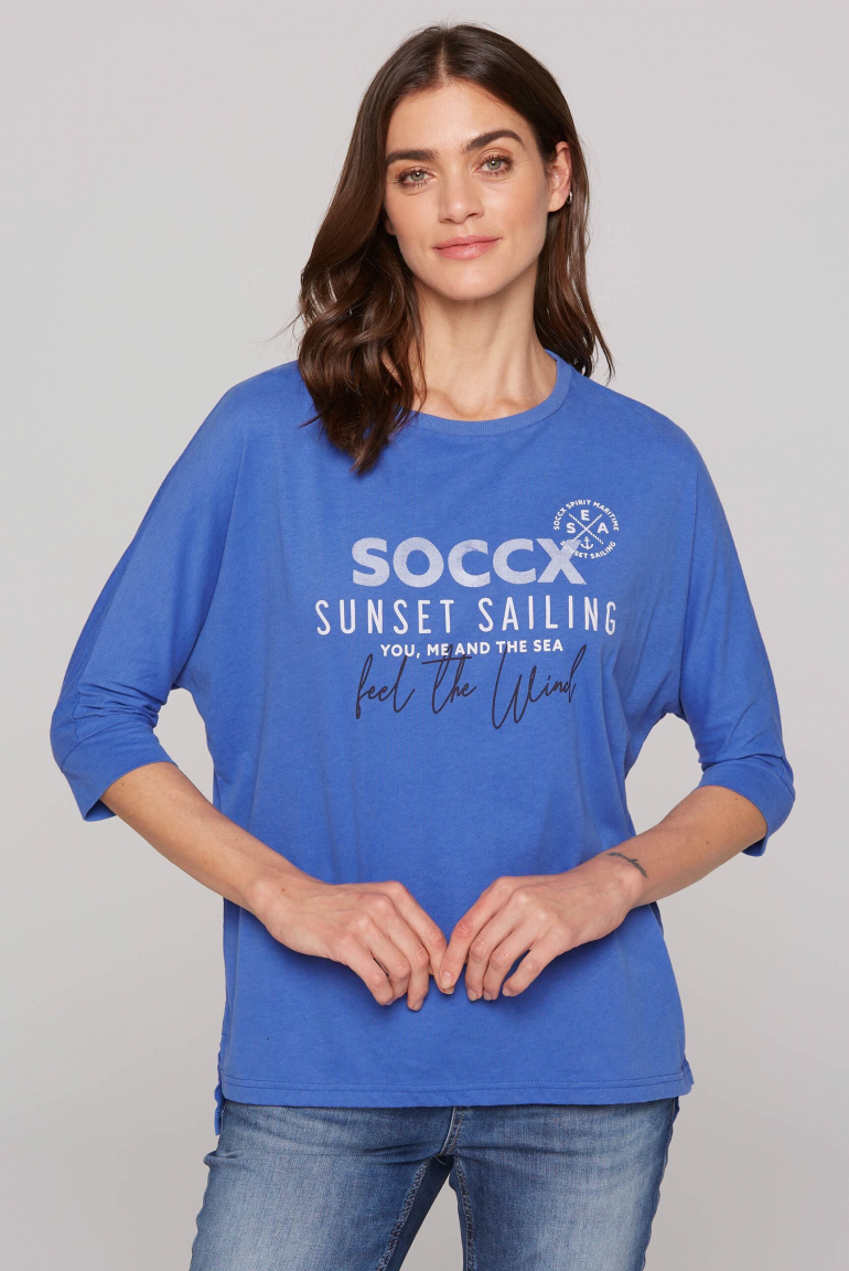 Oversized-Shirt mit Fledermausärmeln und Print vividblue