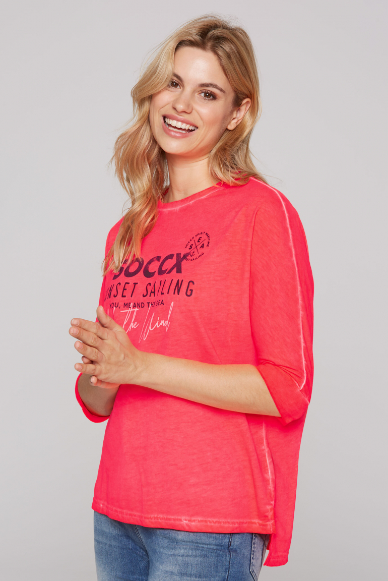 Oversized-Shirt mit Fledermausärmeln und Print flashy red