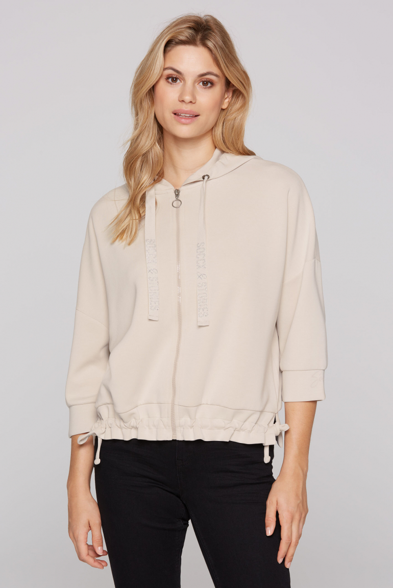 Oversized Sweatjacke mit Kapuze und Raffung chai tea