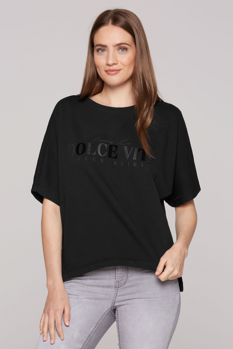 Oversized Sweatshirt mit Kurzarm und Artwork black