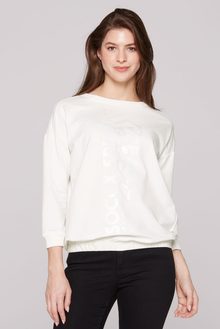 Oversized Sweatshirt mit Pailletten-Artwork ivory