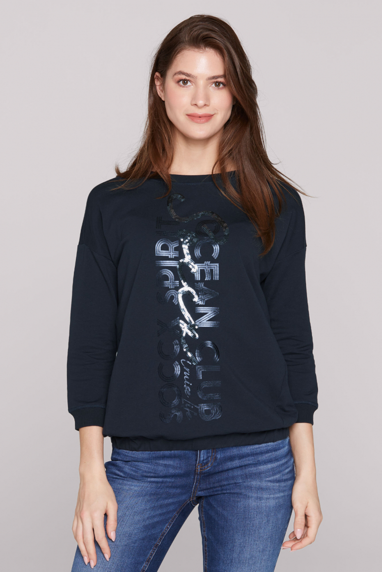 Oversized Sweatshirt mit Pailletten-Artwork blue navy