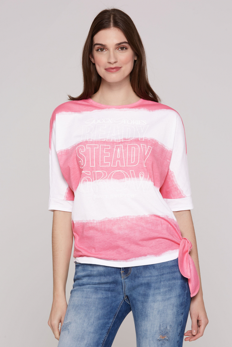 Oversized T-Shirt mit Streifen-Design floral pink