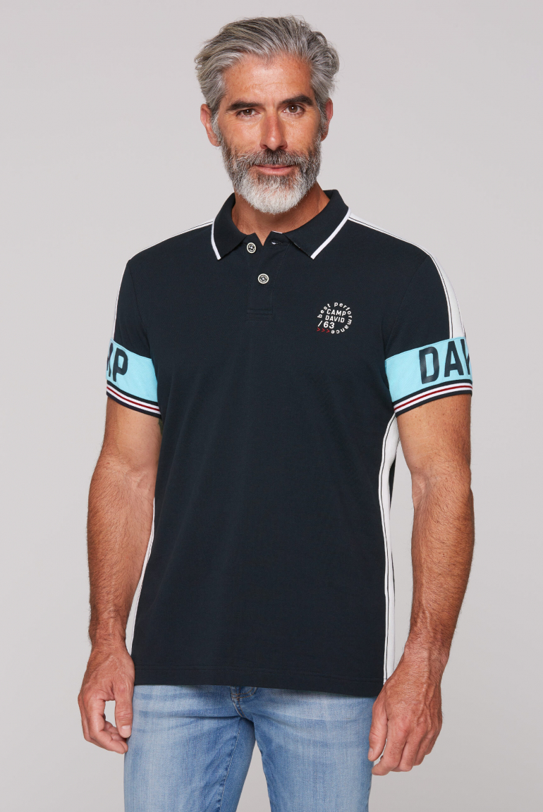 Pikee-Polo mit Ärmel-Artwork und Tapes blue navy