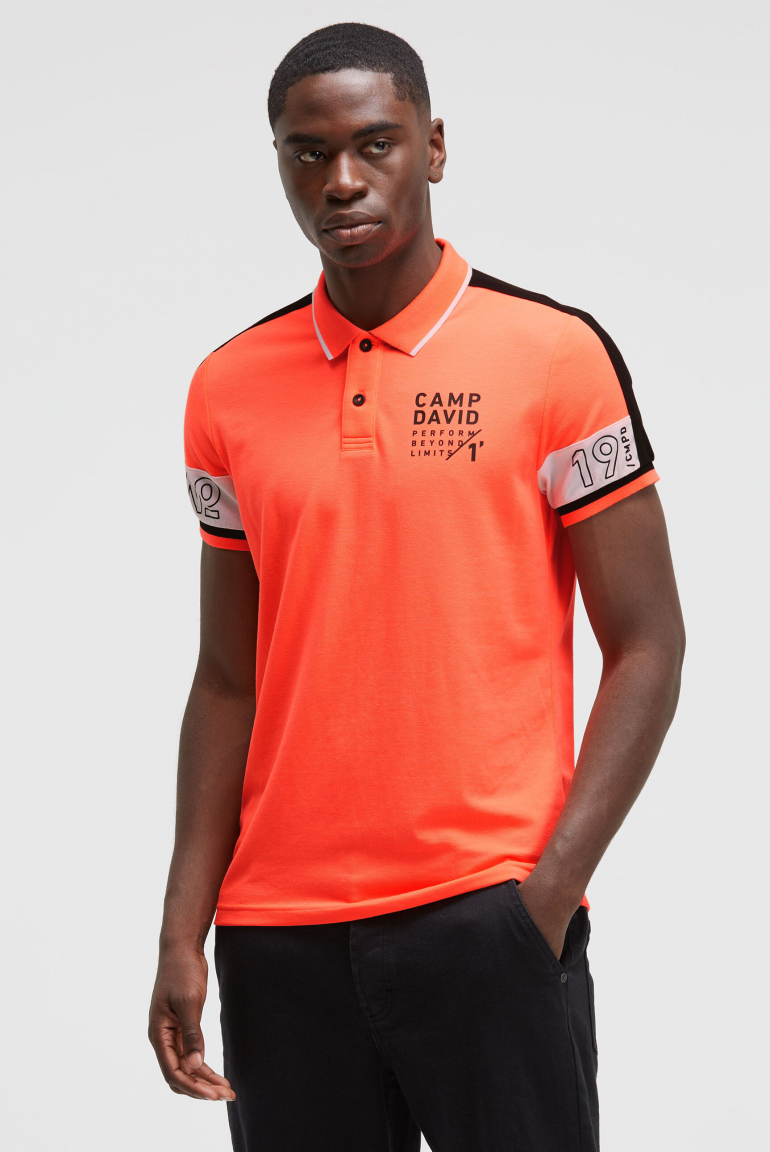 Pikee-Polo mit Colour-Blocking neon fire