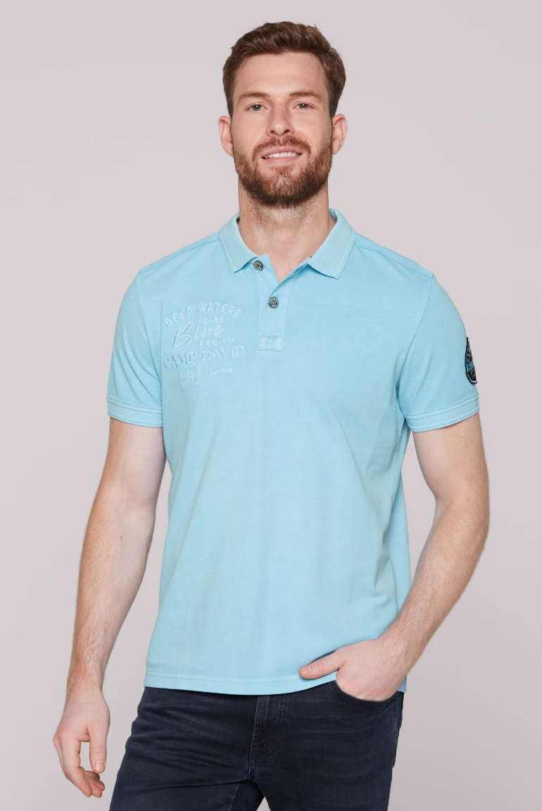 Pikee-Polo mit Logo-Stickereien fresh aqua