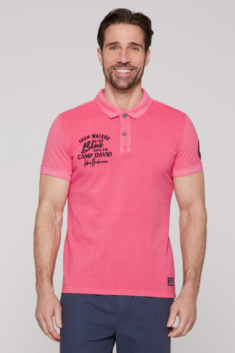 Pikee-Polo mit Logo-Stickereien cool pink