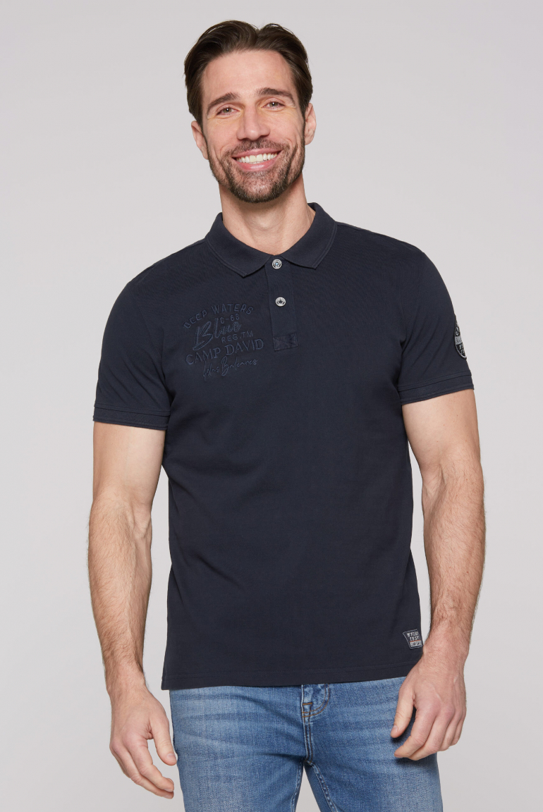 Pikee-Polo mit Logo-Stickereien blue navy