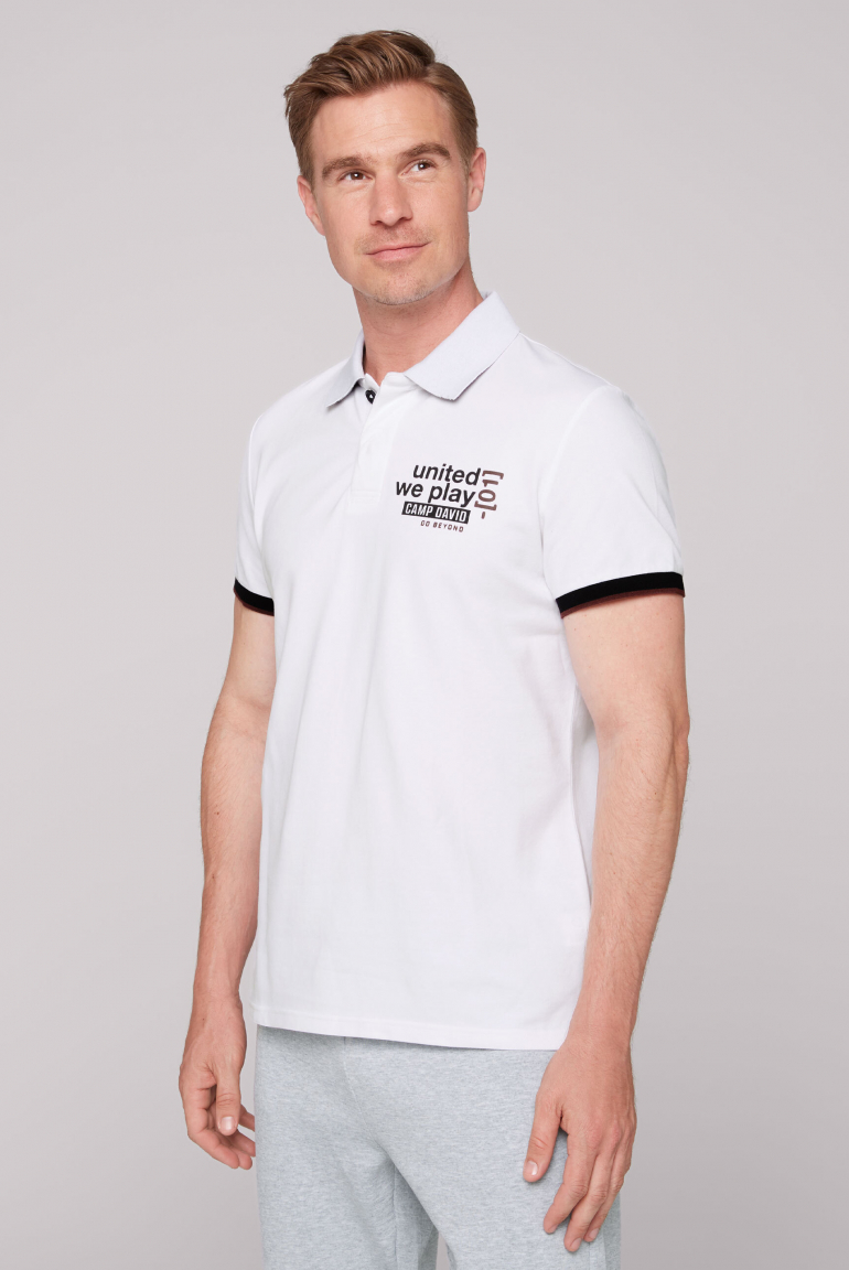 Pikee-Polo mit Prints und Colour-Details opticwhite
