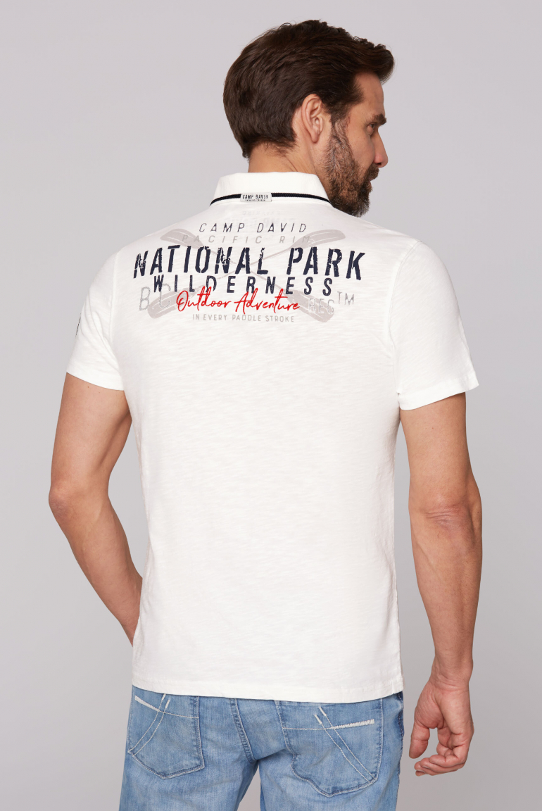 Poloshirt mit Label-Applikationen ivory