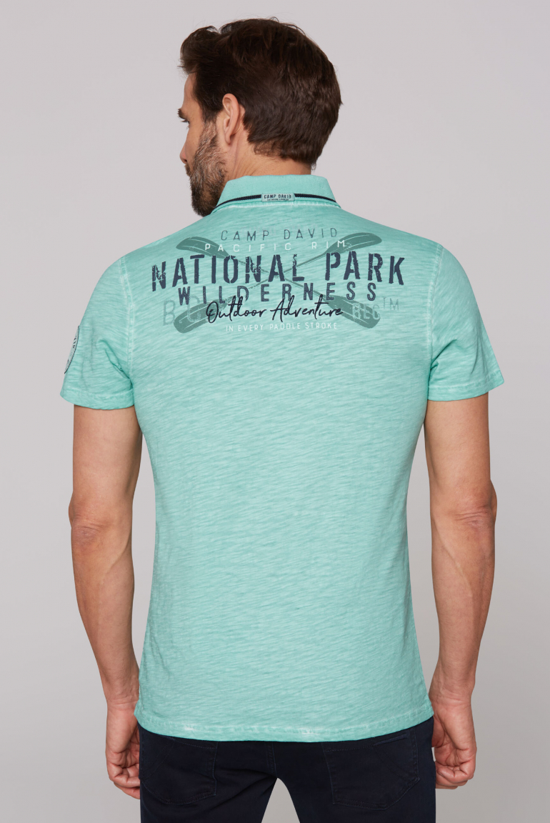 Poloshirt mit Label-Applikationen cool jade