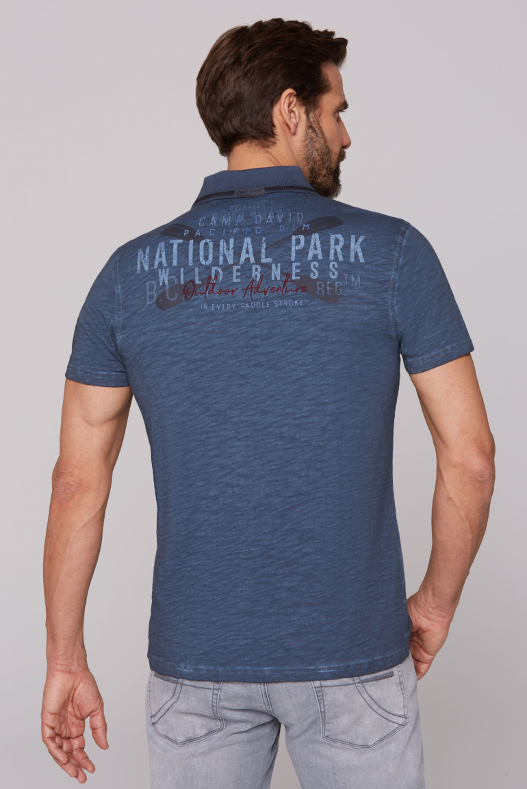 Poloshirt mit Label-Applikationen dark teal