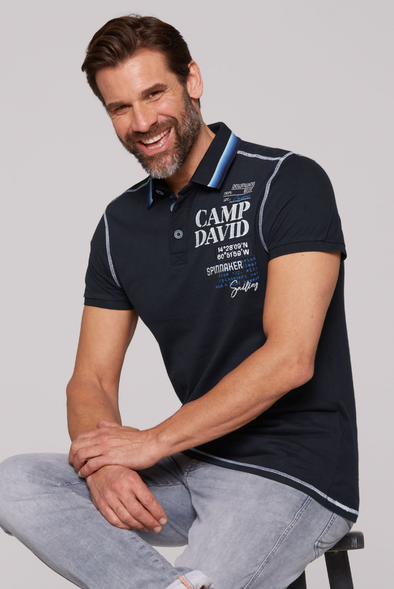 Poloshirt mit Logo-Applikationen navy