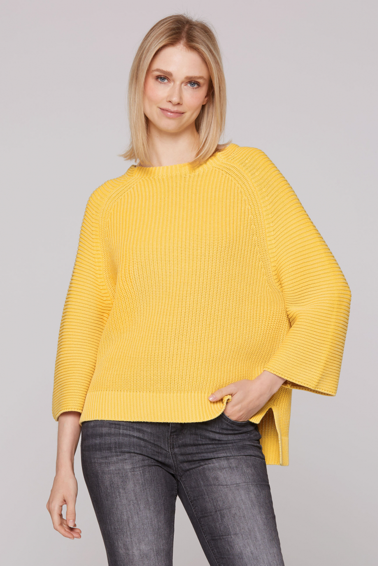 Pullover Stone Washed mit verkürzten Ärmeln golden honey