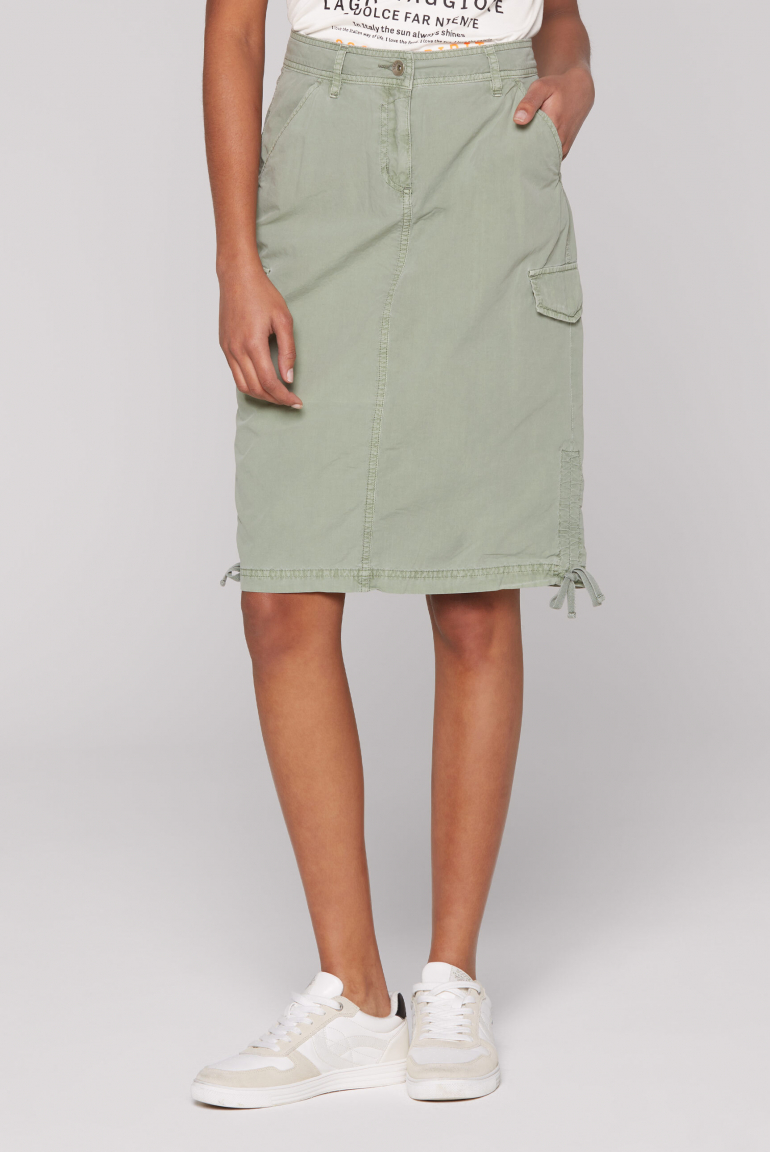 Rock im Cargo-Stil mit Raffungen faded olive