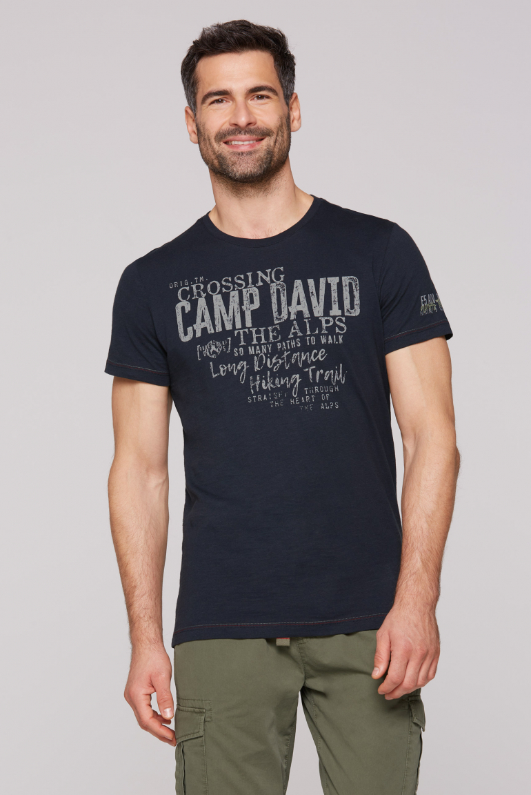 Rundhalsshirt mit Label Prints deep water