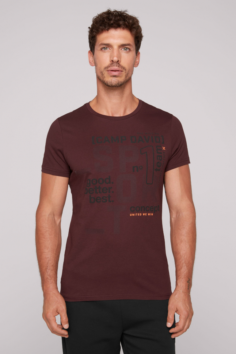 Rundhalsshirt mit Rubber Print winter red