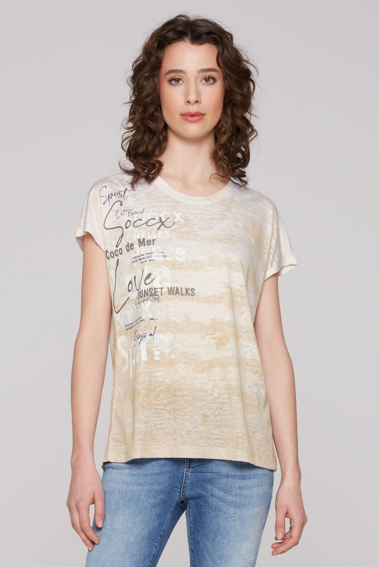 Shirt mit Ausbrenner-und Farb-Effekten milky beige