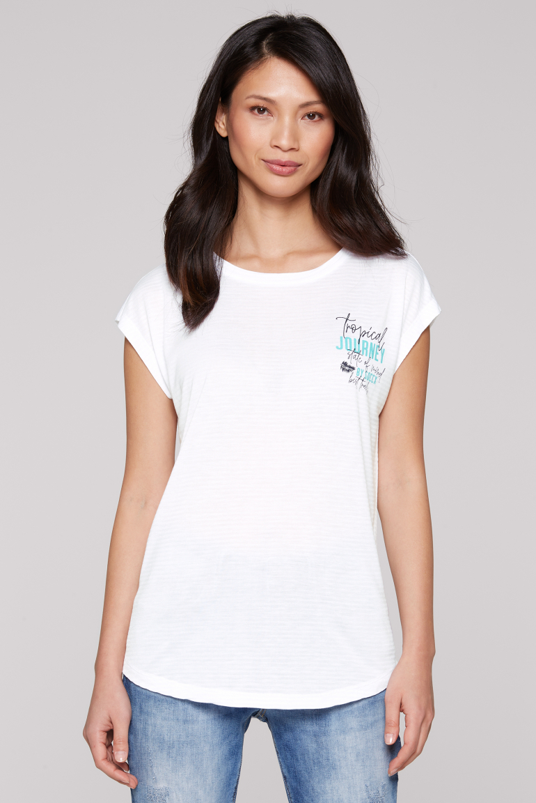 Shirt mit Jaquard-Streifen und Rücken-Print opticwhite